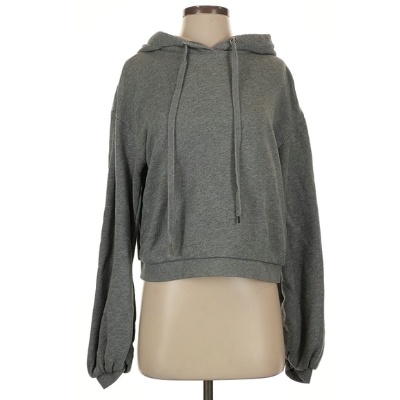A New Day Lite Grey Relaxed Ruched Slouchy Arm Hoodie - Picture 3 of 5